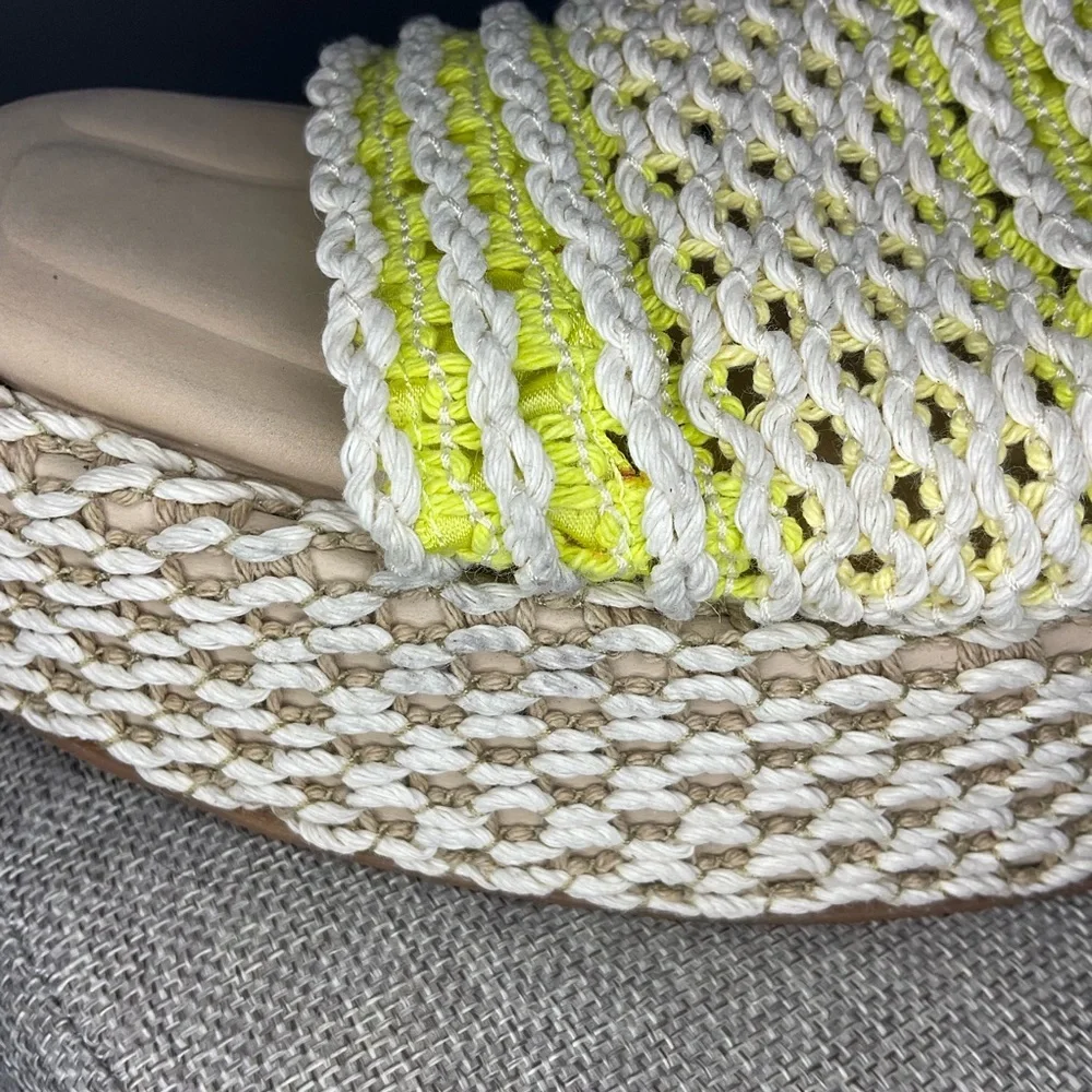 Rag N Bone Women‎ Logan Crochet Green Yellow Square Toe Platform Sandal 39
